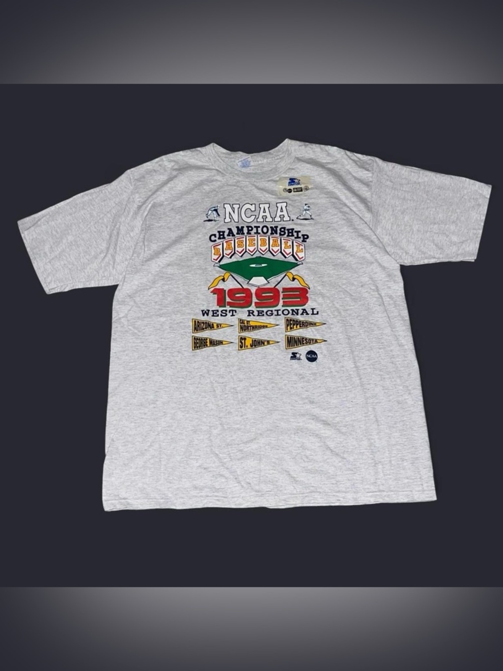 Vintage 1993 Starter NCAA Championship Baseball West Regional T-Shirt Size XL